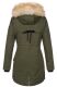 Navahoo Bombii ladies winter jacket long with faux fur - Olive-Gr.XS