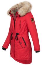 Navahoo Bombii Damen Winterjacke lang mit Kunstfell Rot Größe XS - Gr. 34