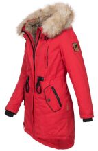 Navahoo Bombii ladies winter jacket long with faux fur - Red-Gr.XL
