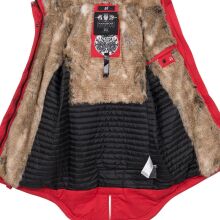 Navahoo Bombii ladies winter jacket long with faux fur - Red-Gr.XL