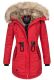 Navahoo Bombii ladies winter jacket long with faux fur - Red-Gr.XL