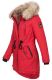 Navahoo Bombii ladies winter jacket long with faux fur - Red-Gr.XL
