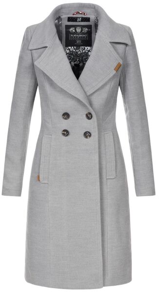 Navahoo Wooly Damen Trenchcoat Winter Mantel Hellgrau Größe XXL - Gr. 44