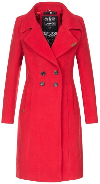 Navahoo Wooly Damen Trenchcoat Winter Mantel Rot Größe XS - Gr. 34
