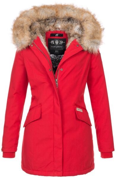Navahoo Christal ladies winter jacket parka with faux fur - Red-Gr.S