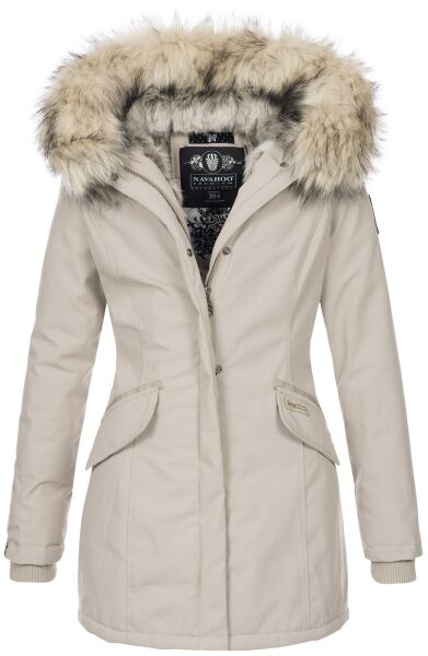 Navahoo Christal ladies winter jacket parka with faux fur - Beige-Gr.XS