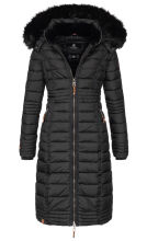 Navahoo Umay Damen lange Winterjacke mit Fellkragen Schwarz-Gr.XL