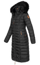Navahoo Umay Damen lange Winterjacke mit Fellkragen Schwarz-Gr.XL