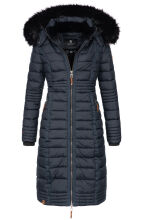 Navahoo Umay Damen lange Winterjacke mit Fellkragen Navy-Gr.S