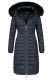 Navahoo Umay Damen lange Winterjacke mit Fellkragen Navy-Gr.XL