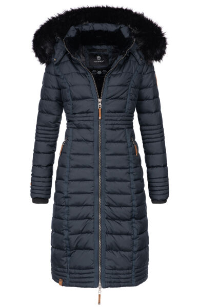 Navahoo Umay ladies long winter jacket with fur collar Navy-Gr.XXL