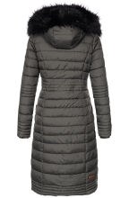 Navahoo Umay Damen lange Winterjacke mit Fellkragen Anthrazit-Gr.L
