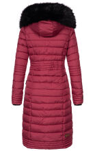 Navahoo Umay Damen lange Winterjacke mit Fellkragen Bordeaux-Gr.M