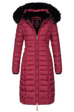 Navahoo Umay Damen lange Winterjacke mit Fellkragen Bordeaux-Gr.L