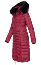 Navahoo Umay Damen lange Winterjacke mit Fellkragen Bordeaux-Gr.L
