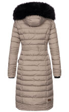 Navahoo Umay Damen lange Winterjacke mit Fellkragen Taupe-Gr.S