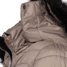 Navahoo Umay Damen lange Winterjacke mit Fellkragen Taupe-Gr.S