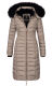 Navahoo Umay Damen lange Winterjacke mit Fellkragen Taupe-Gr.S