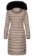 Navahoo Umay Damen lange Winterjacke mit Fellkragen Taupe-Gr.S