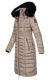 Navahoo Umay ladies long winter jacket with fur collar Taupe-Gr.XXL