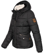 Navahoo Megan Damen Winter Steppacke mit Kapuze Schwarz-Gr.M