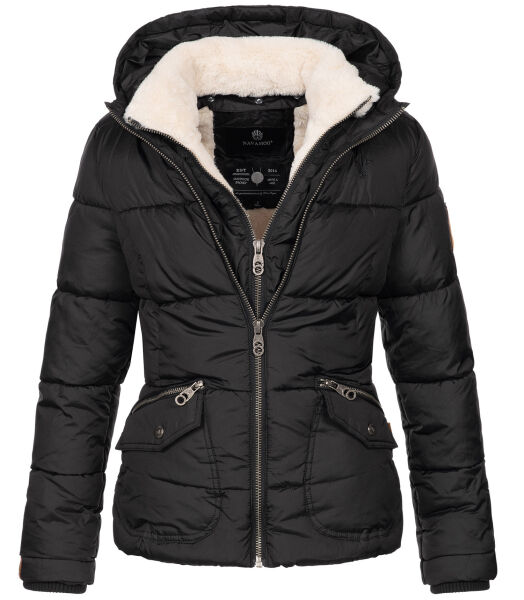 Navahoo Megan Damen Winter Steppacke mit Kapuze Schwarz-Gr.XL