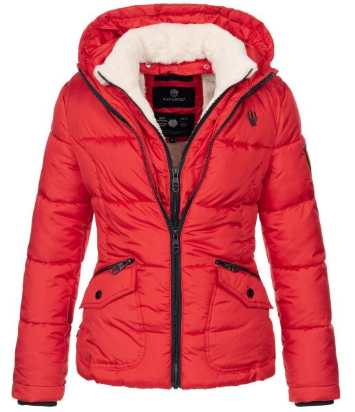 Navahoo Megan Damen Winter Steppacke mit Kapuze Rot-Gr.XS
