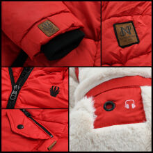 Navahoo Megan Damen Winter Steppacke mit Kapuze Rot-Gr.XS