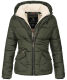 Navahoo Megan Damen Winter Steppacke mit Kapuze Olive-Gr.XS