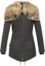 Navahoo Diamond lange Damen Winterjacke mit Teddyfell Anthrazit Größe XS - Gr. 34