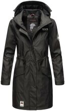 Navahoo Deike Damen Regenjacke Regenmantel lang Teddyfell Schwarz-Gr.L