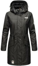 Navahoo Deike Damen Regenjacke Regenmantel lang Teddyfell Schwarz-Gr.L