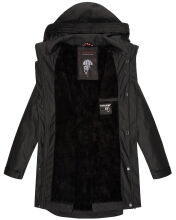 Navahoo Deike Damen Regenjacke Regenmantel lang Teddyfell Schwarz-Gr.L
