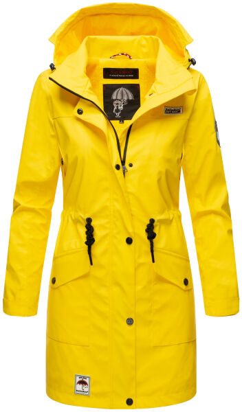 Navahoo Deike Damen Regenjacke Regenmantel lang Teddyfell Gelb-Gr.XL
