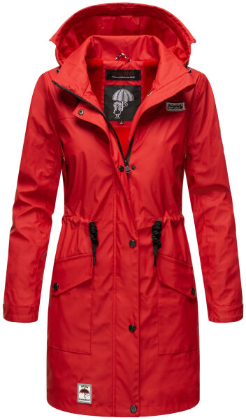 Navahoo Deike Damen Regenjacke Regenmantel lang Teddyfell Rot-Gr.XS
