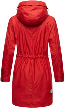 Navahoo Deike Damen Regenjacke Regenmantel lang Teddyfell Rot-Gr.XS