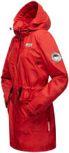 Navahoo Deike Damen Regenjacke Regenmantel lang Teddyfell Rot-Gr.XS
