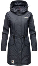 Navahoo Deike Damen Regenjacke Regenmantel lang Teddyfell Navy-Gr.XS