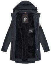 Navahoo Deike Damen Regenjacke Regenmantel lang Teddyfell Navy-Gr.S