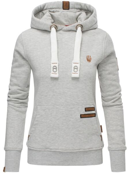 Navahoo Damlaa Damen Kapuzenpullover Sweatshirt Hoodie Hellgrau Größe S - Gr. 36