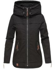 Navahoo Wekoo Damen Übergangsjacke mit Kapuze Schwarz Muster Größe XS - Gr. 34