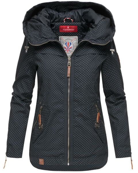 Navahoo Wekoo Damen Übergangsjacke mit Kapuze Navy Muster Größe M - Gr. 38