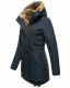 Navahoo Diamond lange Damen Winterjacke mit Teddyfell Navy Größe S - Gr. 36
