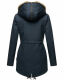 Navahoo Diamond lange Damen Winterjacke mit Teddyfell Navy Größe S - Gr. 36