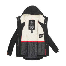 Marikoo Bikoo Damen gefütterte Winterjacke mit Teddyfell Schwarz Größe XS - Gr. 34