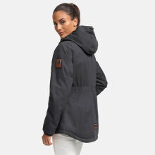 Marikoo Bikoo Damen gefütterte Winterjacke mit Teddyfell Anthrazit Größe S - Gr. 36