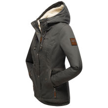Marikoo Bikoo Damen gefütterte Winterjacke mit Teddyfell Anthrazit Größe M - Gr. 38