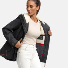 Marikoo Bikoo Damen gefütterte Winterjacke mit Teddyfell Anthrazit Größe XXL - Gr. 44