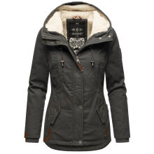 Marikoo Bikoo Damen gefütterte Winterjacke mit Teddyfell Anthrazit Größe XXL - Gr. 44