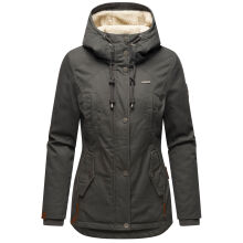 Marikoo Bikoo Damen gefütterte Winterjacke mit Teddyfell Anthrazit Größe XXL - Gr. 44